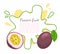 Passionfruit with Leaf, Exotic Juicy Fruit Vector