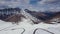 Passo dello Stelvio Aerial 2017. Cyclists and fans at the bike race.