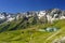 Passo Gavia, mountain pass in Lombardy, Italy, to Val Camonica at summer. Lake