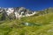 Passo Gavia, mountain pass in Lombardy, Italy, to Val Camonica at summer. Lake