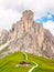 Passo Giau with Mount Gusela on the background, Dolomites, or Dolomiti Mountains, Italy