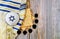 Passover Haggadah a Matzo jewish holiday six cup wine