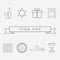 Passover holiday flat design black thin line icons set with text