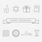 Passover holiday flat design black thin line icons set with text