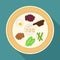 Passover holiday seder plate flat long shadow design icon
