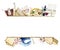 Passover horizontal banner template with Jewish Pesach holiday symbols watercolor illustration