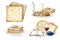 Passover matzah bread watercolor illustration set. Jewish holiday Pesach food isolated on white background