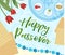 Passover poster, invitation, flyer, greeting card. Pesach template for your design with festive Seder table, kosher food