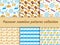 Passover seamless pattern collection. Pesach endless background, texture. Jewish holiday backdrop. Vector illustration.