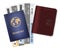 Passport, airplane tickets and wallet - travel accessories