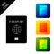 Passport with biometric data icon isolated. Identification Document. Set icons colorful square buttons