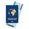 Passport and boarding pass, airline passenger ticket. Vector