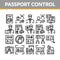 Passport Control Check Collection Icons Set Vector