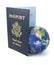 Passport with Earth on White