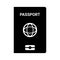 Passport Icon. Black vector isolated on a white background
