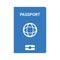 Passport Icon. Blue color vector