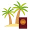 passport international document with trees palms