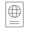 Passport thin line icon, travel and tourism