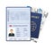 Passport with tickets. Air travel concept. Flat Design citizenship ID for traveler isolated. Vector stock illustration