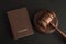 Passports and judge gavel on gray black background. Legal immigration. Obtain citizenship