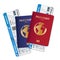 Passports Tickets Air Travel Realistic  Composition