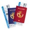 Passports Tickets Air Travel Realistic Composition