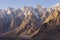 Passu cathedral mountain peak in Passu valley, Karakoram mountains range in Gilgit Baltistan, Pakistan