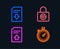 Password encryption, Upload file and Download file icons. Timer sign.