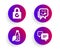 Password encryption, Water bottle and Yummy smile icons set. Dots message sign. Vector