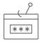 Password fishing thin line icon, security and attack, hack sign, vector graphics, a linear pattern