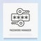 Password manager thin line icon. Key and secret code. Data protection. Modern vector illustration