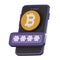 Password protected cryptocurrency bitcoin icon, 3D render