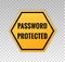 Password protected icon. Area secure graphic sign isolated on background with message password protected