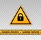 Password protected icon. Area secure lock sign isolated on background. Tape with message with message password protected. Yellow t