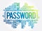 Password word cloud collage, technology business concept background