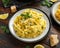 Pasta al Limone, Lemon with basil and parmesan cheese on wooden table