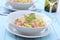 Pasta Alfredo with grilled shrimps