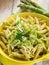 Pasta with asparagus and leek