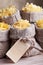 Pasta assortment in burlap bags