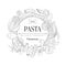 Pasta Assortment Logo Hand Drawn Realistic Sketch