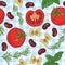 Pasta, Beans, Herbs and Tomatoes Seamless Pattern