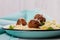 Pasta with Beef Sausage Meatballs and Broccoli