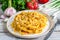 Pasta cooked with chickpeas