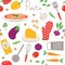 Pasta cooking seamless pattern