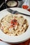 Pasta with cream and salmon