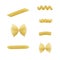 Pasta different shape isolated set