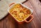 Pasta Elbow macaroni bake with pancetta