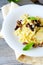 Pasta farfalle with fried mushrooms