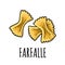 Pasta farfalle. Vector vintage engraving color illustration