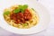 Pasta Fettuccine Bolognese with tomato sauce